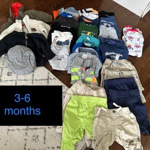 Baby boy lot - 3 months. Includes jacket, onesies, one pair of pjs, pants
